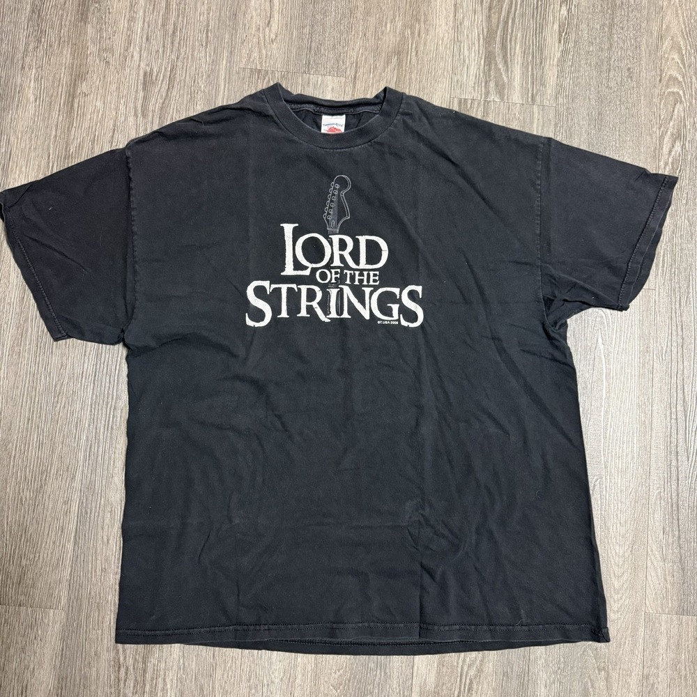 Vintage Y2K Lord Of The Rings Guitar Parody T-Shirt Black Size 2XL